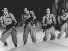 In this photo provided by Columbia Pictures via the Library of Congress, a scene from the movie Ghostbusters, featuring, from left, Harold Ramis, Dan Aykroyd, Bill Murray and Ernie Hudson. The president of a film and stage technicians' union confirms the next Ghostbusters movie will be filmed in Calgary.