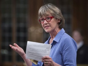 Liberal MP Joyce Murray rises in the House of Commons in Ottawa on May 20, 2016. The son of Liberal MP Joyce Murray is awaiting medi-evac to Vancouver General Hospital after suffering severe injuries during his honeymoon in Cancun. Murray said in a statement Erik Brinkman fell from a height early Monday and underwent extensive surgery at a local hospital.