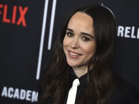 Cast member Ellen Page arrives at the Los Angeles premiere of "The Umbrella Company" at The ArcLight Hollywood on Tuesday, Feb. 12, 2019. An impending apocalypse looms over Netflix's new series "The Umbrella Academy" but for Canadian actress Ellen Page, the prospect of the end of the world doesn't seem that unrealistic.