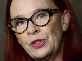 CBC president Catherine Tait speaks during a press conference on Parliament Hill in Ottawa on Tuesday, April 3, 2018. When Tait compared Netflix's presence in Canada to cultural imperialism at a conference last week, some audience members could be heard laughing and expressing disagreement.THE CANADIAN PRESS/Sean Kilpatrick