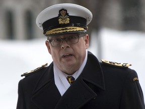 Vice-Admiral Mark Norman arrives at the courthouse in Ottawa, Wednesday, Jan. 30, 2019. Norman's legal team is pointing to several discussions between the Crown and top government lawyers about "trial strategy" as proof of political interference.THE CANADIAN PRESS/Adrian Wyld