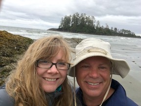 Mike Dagenais and Laurie Moring are shown in a handout photo. Moring had an inkling something was up by the time she and her boyfriend Dagenais were on their way to a Valentine's Day lunch in Edmonton.