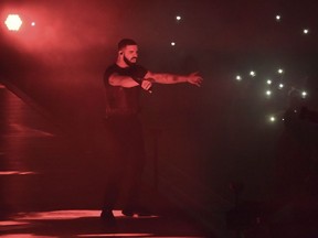 Drake performs at the Staples Center on Friday, Oct. 12, 2018, in Los Angeles. Drake is making good on his promise to play more shows in Sin City this year.THE CANADIAN PRESS/AP-Photo by Richard Shotwell/Invision/AP