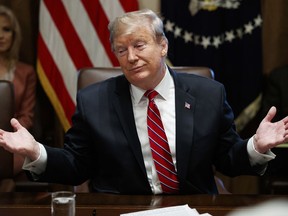 President Donald Trump speaks during a cabinet meeting at the White House, Tuesday, Feb. 12, 2019, in Washington.