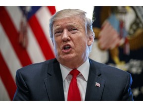 President Donald Trump speaks during an event on human trafficking in the Cabinet Room of the White House, Friday, Feb. 1, 2019, in Washington.