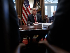 President Donald Trump speaks during a cabinet meeting at the White House, Tuesday, Feb. 12, 2019, in Washington.