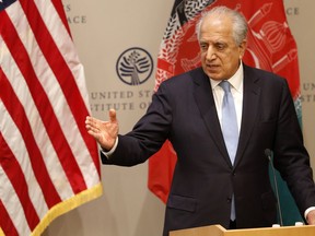 Special Representative for Afghanistan Reconciliation Zalmay Khalilzad speaks on the prospects for peace, Friday, Feb. 8, 2019, at the U.S. Institute of Peace, in Washington.