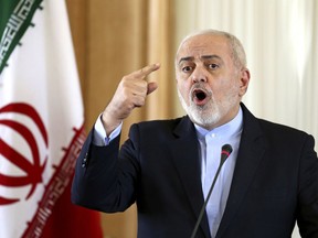 Iranian Foreign Minister Mohammad Javad Zarif speaks at a news conference in Tehran, Iran, Wednesday, Feb. 13, 2019. An American-led meeting on the Mideast in Warsaw, which started Wednesday, was initially pegged to focus entirely on Iran. However, the U.S. subsequently made it about the broader Middle East, to boost participation. Zarif on Wednesday predicted the Warsaw summit would not be productive for the U.S. "I believe it's dead on arrival or dead before arrival," he said.