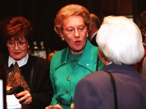 Former senator Erminie Cohen (left), former cabinet minister Flora MacDonald  and Senator Mabel Deware chat at a party in 1997.