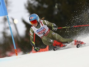 United States' Mikaela Shiffrin competes during the women's giant slalom, at the alpine ski World Championships in Are, Sweden, Thursday, Feb. 14, 2019.