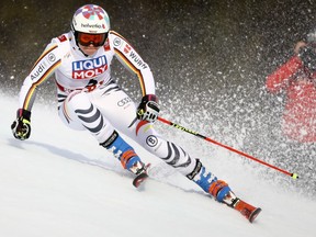 Germany's Viktoria Rebensburg competes during the women's giant slalom, at the alpine ski World Championships in Are, Sweden, Thursday, Feb. 14, 2019.
