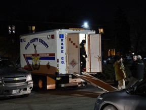 Investigators work at the apartment complex of the alleged shooter from the Henry Pratt Co. on Friday, Feb. 15, 2019, in Aurora, Ill. An employee of a manufacturing company opened fire in its suburban Chicago plant Friday, killing several people and wounding several police officers before he was fatally shot, police said.