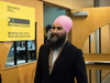 NDP Leader Jagmeet Singh leaves an advance poll after casting his ballot for the federal byelection in Burnaby South, in Burnaby, B.C., on Feb. 15, 2019.