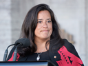 Jody Wilson-Raybould addresses the media after being sworn in as the new veterans affairs minister on Jan. 14, 2019. 