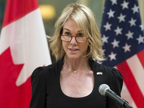 n this Oct. 23, 2017, file photo, United States Ambassador to Canada Kelly Knight Craft speaks after presenting her credentials during a ceremony at Rideau Hall in Ottawa.