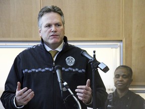 FILE - In this Dec. 5, 2018, file photo, Alaska Gov. Mike Dunleavy speaks at a news conference in Anchorage, Alaska. Dunleavy has fired the chair of a state commission tasked with overseeing oil and gas drilling in Alaska, saying Hollis French was neglectful in his duties.