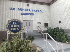 FILE - In this Nov. 29, 2018 photo, is the entrance of the U.S. Border Patrol Museum in El Paso, Texas. The U.S. Border Patrol Museum in El Paso announced on its Facebook page Wednesday, Feb. 27, 2019, it reopen after officials say immigrant rights advocates damaged some exhibits during a protest earlier this month.