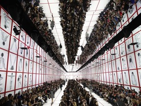 Models wear creations as part of the Dior ready to wear Fall-Winter 2019-2020 collection, that was presented in Paris, Tuesday, Feb. 26, 2019.