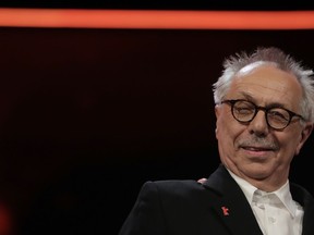 Festival director Dieter Kosslick takes to the stage, on the occasion of his eighteenth and final Berlinale, at the award ceremony of the 2019 Berlinale Film Festival in Berlin, Germany, Saturday, Feb. 16, 2019.