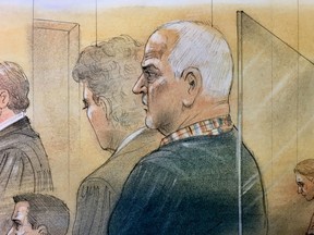 Bruce McArthur attends Superior court, where he pleaded guilty to the murders of eight men who had disappeared over several years, in a sketch made by a courtroom artist in Toronto, Ontario, Canada January 29, 2019.