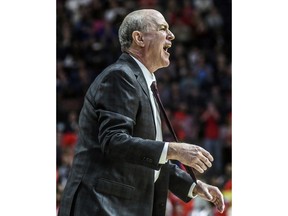 Mississippi State head coach Ben Howland reacts during an NCAA college basketball game against Mississippi in Oxford, Miss., Saturday, Feb. 2, 2019.