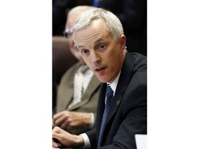 Sen. David Blount, D-Jackson, is photographed during a Senate Education Committee meeting, Tuesday, Feb. 5, 2019, in Jackson, Miss. Blount, a member of the Senate Public Health and Welfare Committee, opposed a bill that would ban abortion once a fetal heartbeat is detected, as early as six weeks into a pregnancy. The bill passed through the committee and goes before the full Senate. Supporters and opponents anticipate a court fight if passed into law as it will be one of the strictest abortion laws in the country.