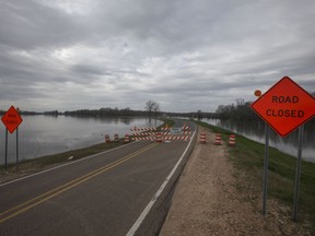 Highway 465 in Warren and Issaquena County is seen closed on the south end due to the rising flood waters north of Vicksburg, Miss., on Tuesday, Feb. 26, 2019. The Mississippi River is currently at 47.48 feet in Vicksburg according to the National Weather Service and is expected to crest at 51.4 feet on March 14, which is the highest crest since 2016