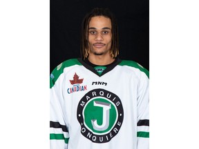 Hockey player Jonathan-Ismael Diaby is shown in a handout photo. The commissioner of a Quebec-based semi-professional hockey league has apologized after a player for the Jonquiere Marquis and family members in attendance were subjected to racist taunts from the stands in St-Jerome Saturday night. Diaby, a third-round draft choice for the NHL's Nashville Predators in 2013, left the game midway through the second period as a result of the abuse. THE CANADIAN PRESS/HO-Ligue nord-americaine de hockey MANDATORY CREDIT