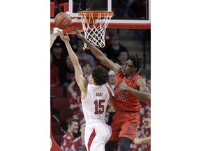 Maryland's Jalen Smith (25) defends against Nebraska's Isaiah Roby (15) during the first half of an NCAA college basketball game in Lincoln, Neb., Wednesday, Feb. 6, 2019.