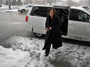 Democratic presidential candidate Sen. Kamala Harris, D-Calif., arrives at the Common Man Restaurant for lunch in Concord, N.H., Monday, Feb. 18, 2019.