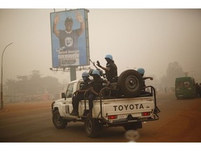 UN forces from Rwanda patrol the streets of Bangui, Central African Republic. A peace deal has been reached between the Central African Republic government and 14 armed groups after their first-ever direct dialogue aimed at ending years of conflict.