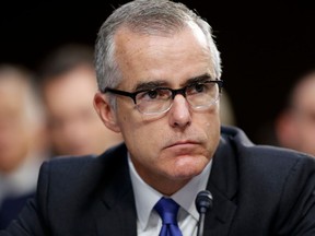 FILE - In this June 7, 2017, file photo, then-FBI acting director Andrew McCabe listens during a Senate Intelligence Committee hearing about the Foreign Intelligence Surveillance Act, on Capitol Hill in Washington. A "60 Minutes" interview with fired FBI deputy director Andrew McCabe helped make the CBS news magazine one of TV's top-rated programs. According to Nielsen figures released Wednesday, Feb. 20, 2019, "60 Minutes" drew 9.7 million viewers and was the third most-watched show last week.