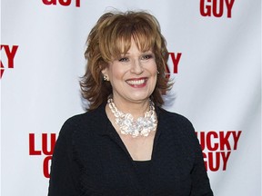 FILE - In this April 1, 2013 file photo, TV personality Joy Behar arrives at the "Lucky Guy" Opening Night in New York. A 2016 video clip has surfaced online of "The View" co-host showing an old photo of herself as a "beautiful African woman."  She displayed a photo of herself with curly hair when she was 29 years old. She said the hair was her own and had dressed as a "beautiful African woman" at a Halloween party.