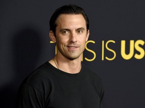 FILE - In this Sept. 25, 2018 file photo, Milo Ventimiglia arrives at a season three premiere screening of "This Is Us" in Los Angeles. Ventimiglia is being honored as Man of the Year by Harvard University's Hasty Pudding Theatricals on Friday, Feb. 8.