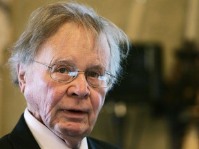 In this Nov. 21, 2008, file photo, Wallace Smith Broecker, a professor in the Department of Earth and Environmental Sciences at Columbia University in New York, addresses the audience during the Balzan prize ceremony in Rome.