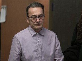 Michel Cadotte, accused of murder in the 2017 death of his ailing wife in what has been described as a mercy killing, returns to the courtroom to testify in Montreal on Friday, February 1, 2019.