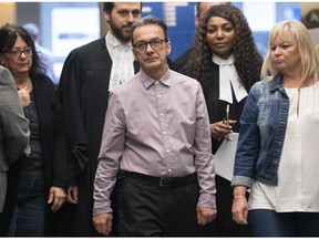 Michel Cadotte, accused of murder in the 2017 death of his ailing wife in what has been described as a mercy killing, returns to the courtroom to testify in Montreal on Friday, February 1, 2019.