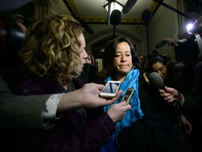 Liberal MP Jody Wilson-Raybould arrives to a caucus meeting on Parliament Hill in Ottawa on Wednesday, Feb. 20, 2019.