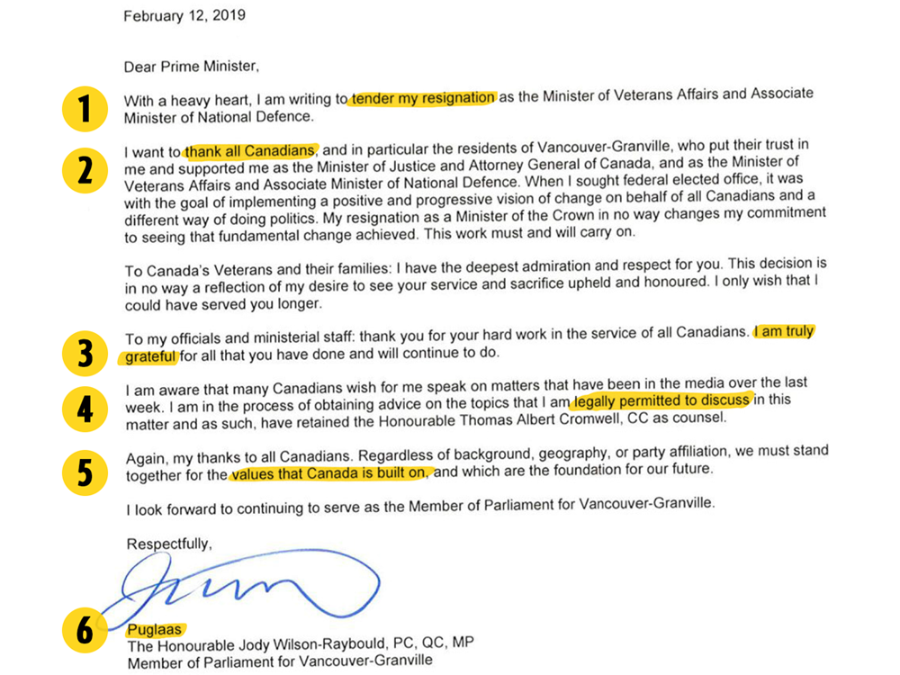 Read The Full Annotated Text Of Jody Wilson Raybould S Resignation   Resignationletter Withnumbers Edited 1 