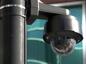 In this Feb. 1, 2019 photo, a surveillance camera is seen near the spot where "Empire" actor Jussie Smollett allegedly staged the attack in Chicago. Chicago police tapped into a vast network of surveillance cameras _ and some homeowners' doorbell cameras _ to help determine the identities of two brothers who later claimed they were paid by "Empire" actor Jussie Smollett to stage a racist and homophobic attack.