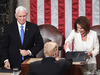U.S. President Donald Trump shakes hands with Speaker of the House of Representatives Nancy Pelosi, flanked by Vice President Mike Pence, as he arrives to deliver the State of the Union address at the U.S. Capitol on Feb. 5, 2019.