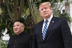 U.S. President Donald Trump walks with North Korea's leader Kim Jong Un during a break in talks at the second U.S.-North Korea summit in Hanoi, Feb. 28, 2019.