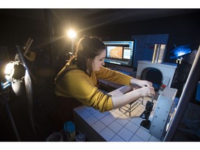 Jenna Feltham, a fourth year student in the Bachelor of Animation program at Sheridan College, works on her stop motion animation on campus in Oakville, Ont., on Thursday, January 31, 2019. Toronto-raised director Domee Shi's Oscar win for the Pixar short "Bao" on Sunday had Sheridan College's animation program celebrating - and added yet another notch to its stellar legacy.