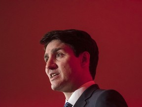 Prime Minister Justin Trudeau address attendees at the Liberal fundraising event at the Delta Hotel in Toronto, Ont., on Thursday, February 7, 2019.