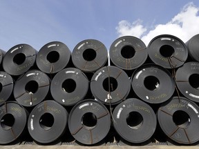 FILE - In this June 5, 2018, file photo, rolls of steel are shown in Baytown, Texas. Despite President Donald Trump's tough talk on trade, his administration has granted hundreds of companies permission to import millions of tons of steel made in China, Japan and other countries without paying the hefty tariff he put in place to protect U.S. manufacturers and jobs, according to an Associated Press analysis.