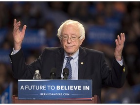 FILE - In this Feb. 21, 2016, file photo, Democratic presidential candidate Sen. Bernie Sanders, I-Vt., speaks during a rally in Greenville, S.C.
