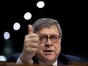 In this Jan. 15, 2019 photo, Attorney General nominee William Barr testifies during a Senate Judiciary Committee hearing on Capitol Hill in Washington. The Senate on Thursday confirmed Barr as attorney general, placing the veteran government official and lawyer atop the Justice Department as special counsel Robert Mueller investigates Russian interference in the 2016 election.