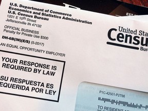 FILE - This March 23, 2018, file photo shows an envelope containing a 2018 census letter mailed to a U.S. resident as part of the nation's only test run of the 2020 Census.  The Supreme Court will decide whether the 2020 census can include a question about citizenship that could affect the allocation of seats in the House of Representatives and the distribution of billions of dollars in federal money.