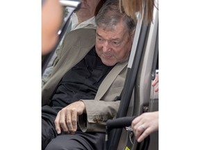 Cardinal George Pell arrives at the County Court in Melbourne, Australia, Tuesday, Feb. 26, 2019. The most senior Catholic cleric ever charged with child sex abuse has been convicted of molesting two choirboys moments after celebrating Mass, dealing a new blow to the Catholic hierarchy's credibility after a year of global revelations of abuse and cover-up.