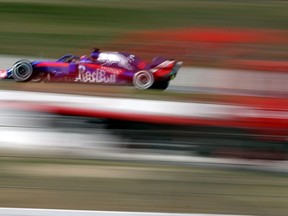 Toro Rosso driver Alexander Albon of Thailand steers his car during a Formula One pre-season testing session at the Barcelona Catalunya racetrack in Montmelo, outside Barcelona, Spain, Tuesday, Feb.19, 2019.